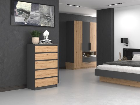 TOP E SHOP Komoda M5 70x40xH112 antracyt/artisan