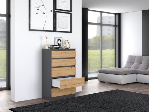 TOP E SHOP Komoda M5 70x40xH112 antracyt/artisan