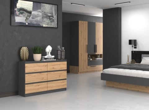 TOP E SHOP Komoda M6 120x30xH77 antracyt/artisan