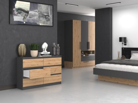 TOP E SHOP Komoda M6 120x30xH77 antracyt/artisan