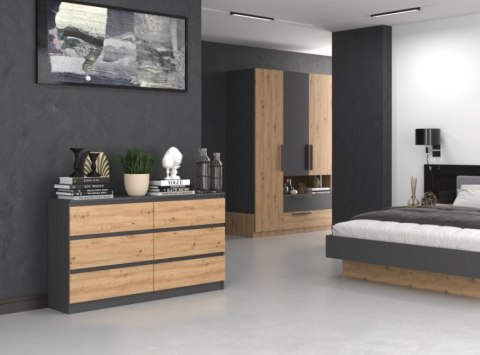 TOP E SHOP Komoda M6 140 138x40xH77 antracyt/artisan