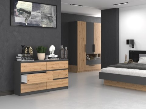 TOP E SHOP Komoda M6 140 138x40xH77 antracyt/artisan