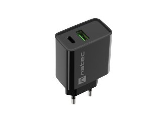 NATEC NATEC ŁADOWARKA SIECIOWA RIBERA USB-A + USB-C 20W POWER DELIVERY CZARNA NUC-2062