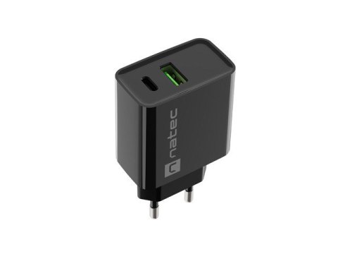 NATEC NATEC ŁADOWARKA SIECIOWA RIBERA USB-A + USB-C 20W POWER DELIVERY CZARNA NUC-2062
