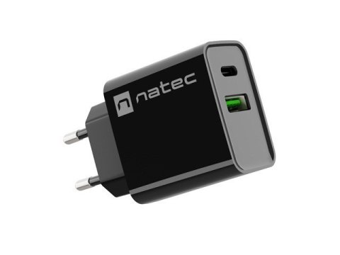 NATEC NATEC ŁADOWARKA SIECIOWA RIBERA USB-A + USB-C 20W POWER DELIVERY CZARNA NUC-2062