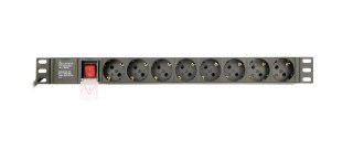 GEMBIRD GEMBIRD LISTWA ZASILAJĄCA RACK 19" PDU EG-PDU-014-C14 1U, 10A, 8X SCHUKO, WTYK C14, KABEL 3M
