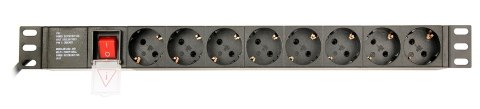 GEMBIRD GEMBIRD LISTWA ZASILAJĄCA RACK 19" PDU EG-PDU-014-C14 1U, 10A, 8X SCHUKO, WTYK C14, KABEL 3M
