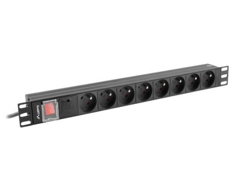 Lanberg LANBERG LISTWA ZASILAJĄCA RACK PDU 19" (1U, 16A, 8X 230V PL, 2M, CZARNA) PDU-08E-0200-BK