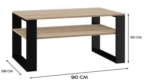 TOP E SHOP Stolik ława MODERN 1P 90x58xH50 sonoma/czerń