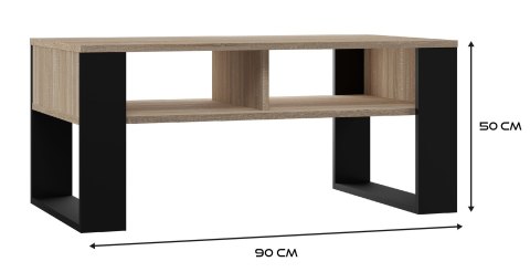 TOP E SHOP Stolik ława MODERN 2P 90x58xH50 sonoma/czarny