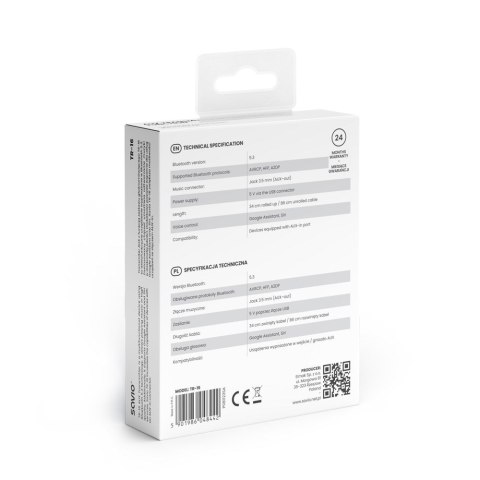 SAVIO SAVIO TRANSMITER AUX, USB, BLUETOOTH 5.3, FUNKCJA ZESTAWU GŁOŚNOMÓWIĄCEGO, TR-16