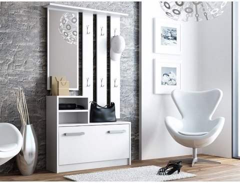 TOP E SHOP GARDEROBA-SZAFKA, LUSTRO, WIESZAK / BIAŁA GB1