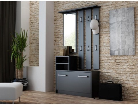 TOP E SHOP GARDEROBA-SZAFKA, LUSTRO, WIESZAK / CZARNY GC1