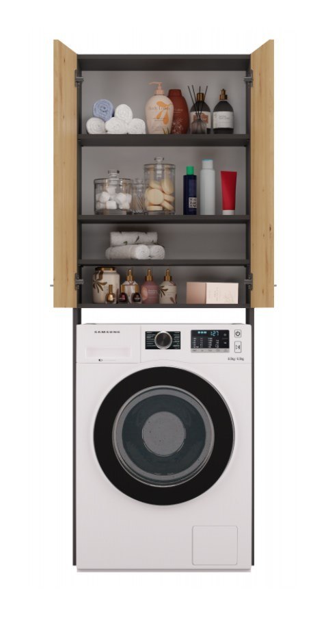 TOP E SHOP Szafka łazienkowa POLA DD 64x30xH180 antracyt/artisan