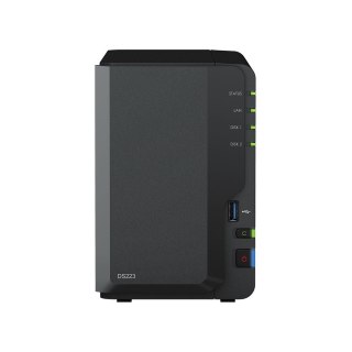 Synology NAS Synology DS223; Tower; 2x (3.5" SATA HDD)/2.5" HDD SSD); Realtek RTD1619B;,2GB DDR4, 1x 1GbE RJ-45