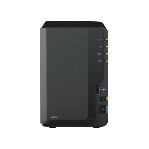 Synology NAS Synology DS223; Tower; 2x (3.5" SATA HDD)/2.5" HDD SSD); Realtek RTD1619B;,2GB DDR4, 1x 1GbE RJ-45