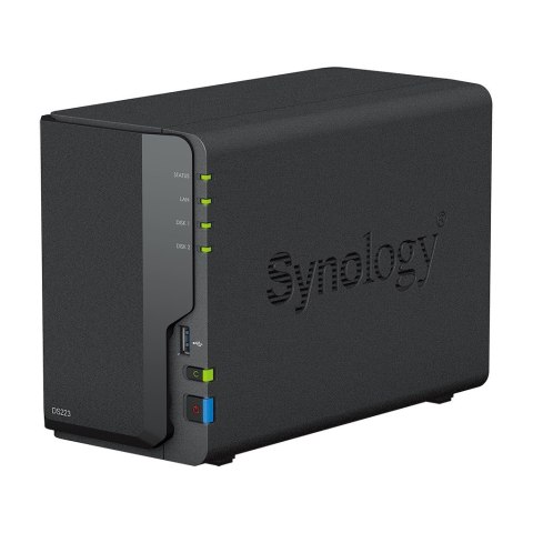Synology NAS Synology DS223; Tower; 2x (3.5" SATA HDD)/2.5" HDD SSD); Realtek RTD1619B;,2GB DDR4, 1x 1GbE RJ-45