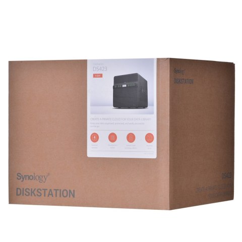 Synology NAS Synology DS423; Tower; 4x (3.5" SATA HDD); Realtek RTD1619B;,2GB DDR4, 2x 1GbE RJ-45