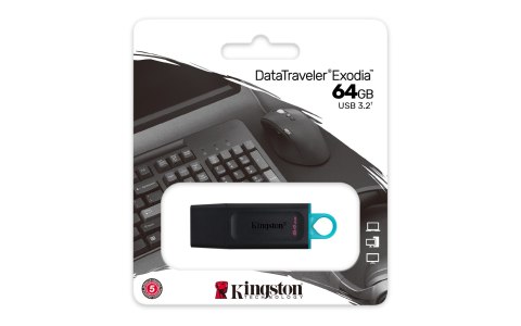 Kingston KINGSTON FLASH 64GB USB 3.2 Gen 1 DataTraveler Exodia (B+T)