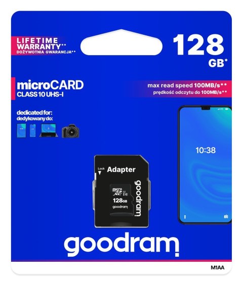 GoodRam Karta pamięci GoodRam M1AA-1280R12 (128GB; Class 10; Adapter)