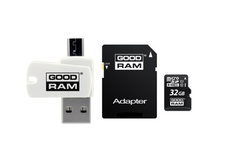 GoodRam Karta pamięci z adapterem i czytnikiem kart GoodRam All in one M1A4-0320R12 (32GB; Class 10; Adapter, Czytnik kart MicroSDHC, Ka