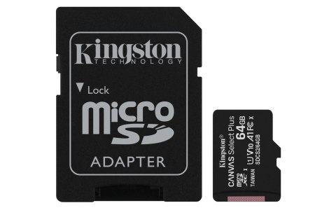 Kingston Karta pamięci z adapterem Kingston Canvas Select Plus SDCS2/64GB (64GB; Class 10, Class U1, V10; + adapter)
