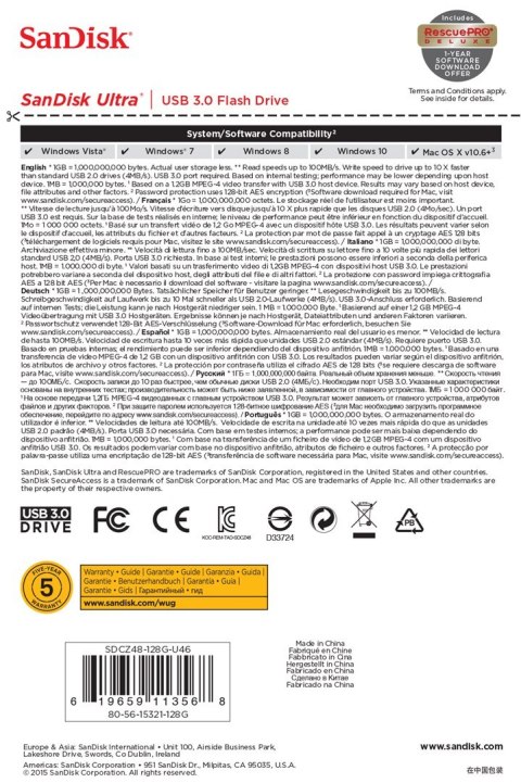 SanDisk Pendrive SanDisk CRUZER SDCZ48-128G-U46 (128GB; USB 3.0; kolor czarny)