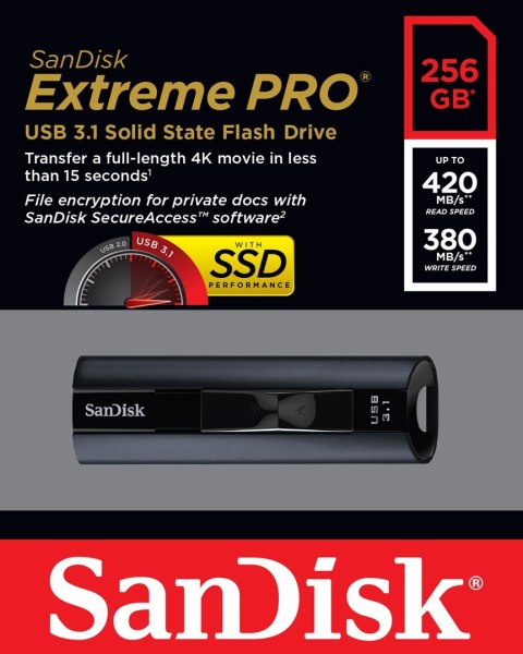 SanDisk Pendrive SanDisk EXTREME PRO SDCZ880-256G-G46 (256GB; USB 3.1; kolor czarny)