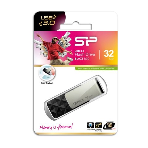 Silicon Power Pendrive Silicon Power Blaze B30 32GB USB 3.1 kolor czarny (SP032GBUF3B30V1K)