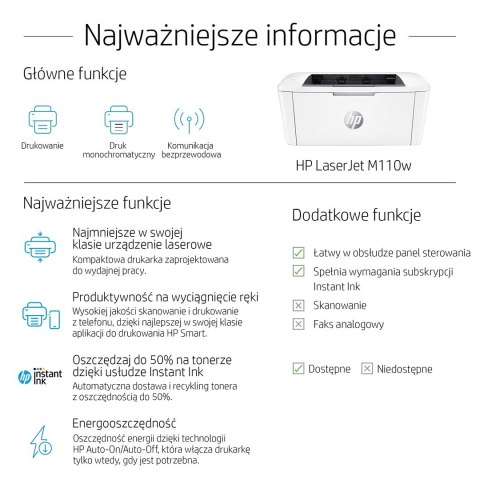Hewlett-Packard DRUKARKA HP LASERJET PRO M110w