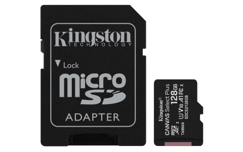 Kingston Karta pamięci z adapterem Kingston Canvas Select Plus SDCS2/128GB (128GB; Class 10, Class U1, V10; + adapter)
