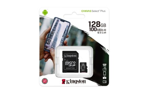 Kingston Karta pamięci z adapterem Kingston Canvas Select Plus SDCS2/128GB (128GB; Class 10, Class U1, V10; + adapter)