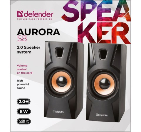 Defender DEFENDER GŁOŚNIKI AURORA S8 2.0 8W USB 65408