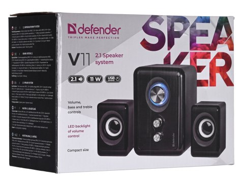 Defender DEFENDER GŁOŚNIKI KOMPUTEROWE V11 2.1 11W USB KONTROLA BASÓW I NISKICH TONÓW 65111