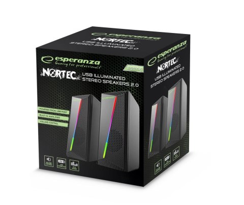 Esperanza ESPERANZA GŁOŚNIKI 2.0 USB LED RAINBOW NORTEC EGS106