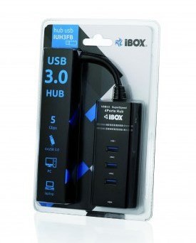 IBOX Hub IBOX USB 3.0 CZARNY 4-PORTY IUH3FB (4x USB 3.0; kolor czarny)