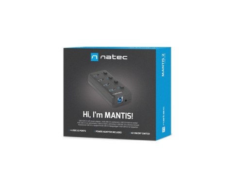 NATEC Hub NATEC Mantis 2 NHU-1557 (4x USB 3.0; kolor czarny)
