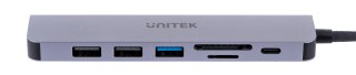 UNITEK UNITEK HUB USB-C 7W1, HDMI 4K, PD 100W, 5GBPS, ALU