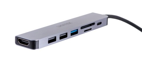 UNITEK UNITEK HUB USB-C 7W1, HDMI 4K, PD 100W, 5GBPS, ALU