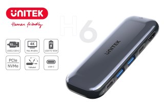 UNITEK UNITEK HUB USB-C STORAGE M.2, HDMI, USB-C PD 100W,
