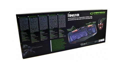 Esperanza Zestaw klawiatura + mysz membranowa Esperanza EGK3000 (USB 2.0; kolor czarny; optyczna)