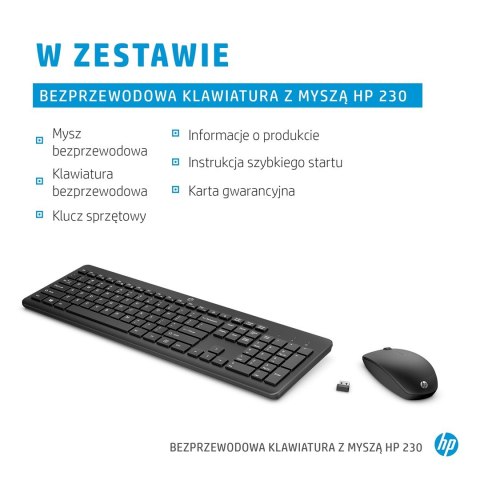 Hewlett-Packard Zestaw klawiatura + mysz HP 230 Wireless Mouse and Keyboard Combo bezprzewodowe białe 3L1F0AA