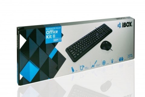 IBOX Zestaw klawiatura + mysz IBOX OFFICE KIT II KLAW. I MYSZ OPT.USB IKMOC2005070U (USB 2.0; (US); kolor czarny; optyczna)