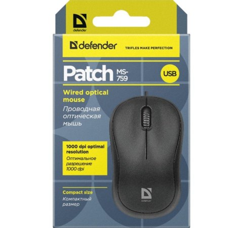 Defender DEFENDER MYSZ PATCH MS-759 OPTICAL 1000DPI 3P CZARNA 52759