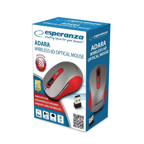 Esperanza ESPERANZA MYSZ BEZPRZEWODOWA 2.4GHZ ADARA CZERWONA EM131R