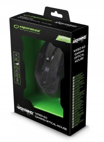 Esperanza Mysz Esperanza Lightning EGM211R (optyczna; 2400 DPI; kolor czarny)