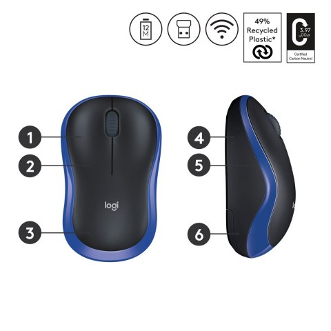 Logitech Mysz Logitech M185 910-002239 (optyczna; 1000 DPI; kolor niebieski)