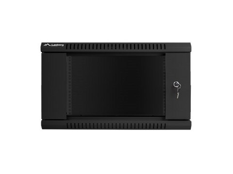 Lanberg Szafa jednosekcyjna, zamykana na zamek Lanberg WF01-6406-10B (6U; 368mm / 600mm / 450 mm; wisząca; Szklane; 19''; kolor czarny)