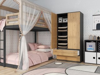 TOP E SHOP Szafa SS-90 90x50xH180 antracyt/artisan