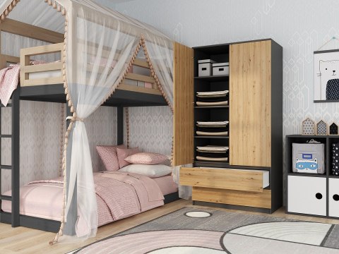 TOP E SHOP Szafa SS-90 90x50xH180 antracyt/artisan